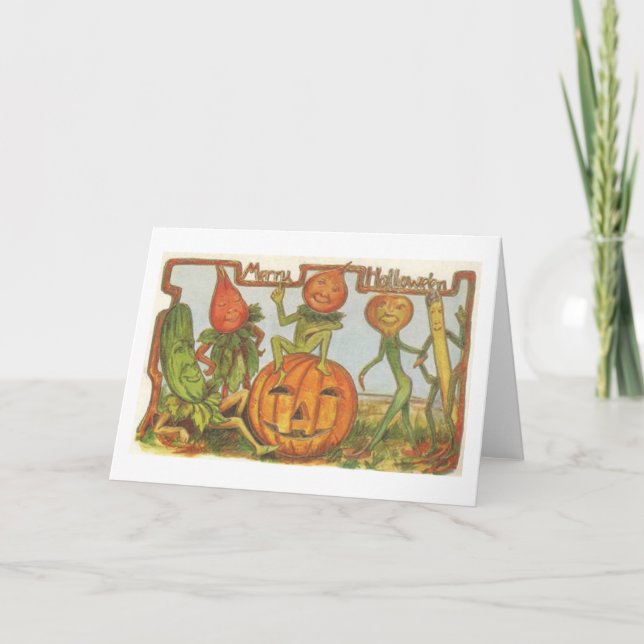 Vintage Halloween-Grußkarte - Fröhliches Halloween Karte (Vorderseite)
