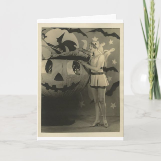 Vintage Halloween-Grußkarte Karte (Vorderseite)