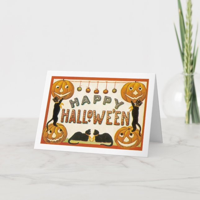 Vintage Halloween-Grußkarte Karte (Vorderseite)