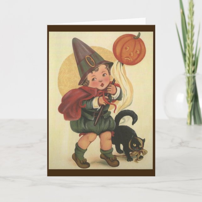Vintage Halloween-Grußkarte Karte (Vorderseite)