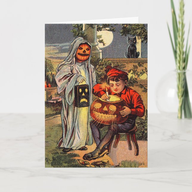 Vintage Halloween-Grußkarte Karte (Vorderseite)