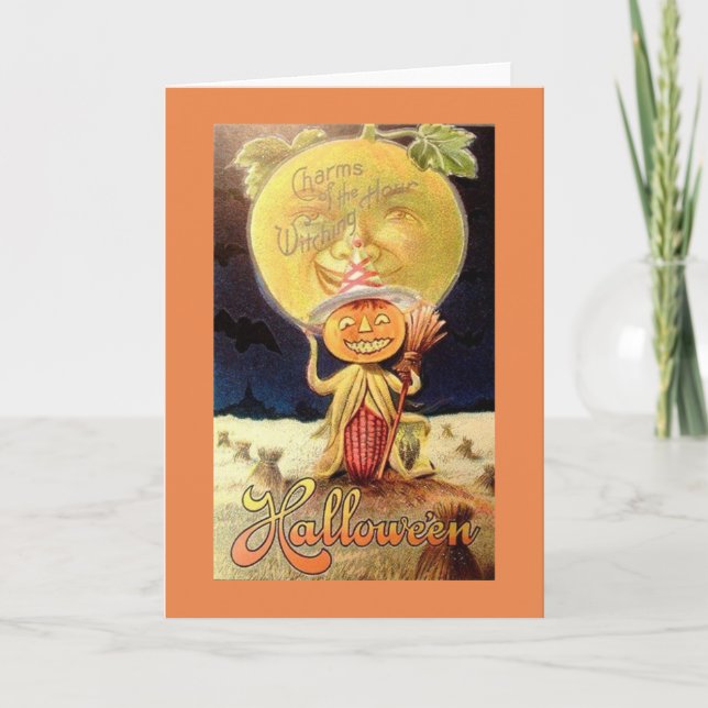 Vintage Halloween-Grußkarte Karte (Vorderseite)