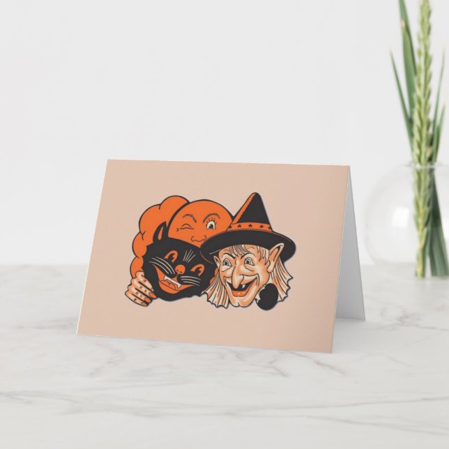 Vintage Halloween-Grußkarte Karte (Vorderseite)
