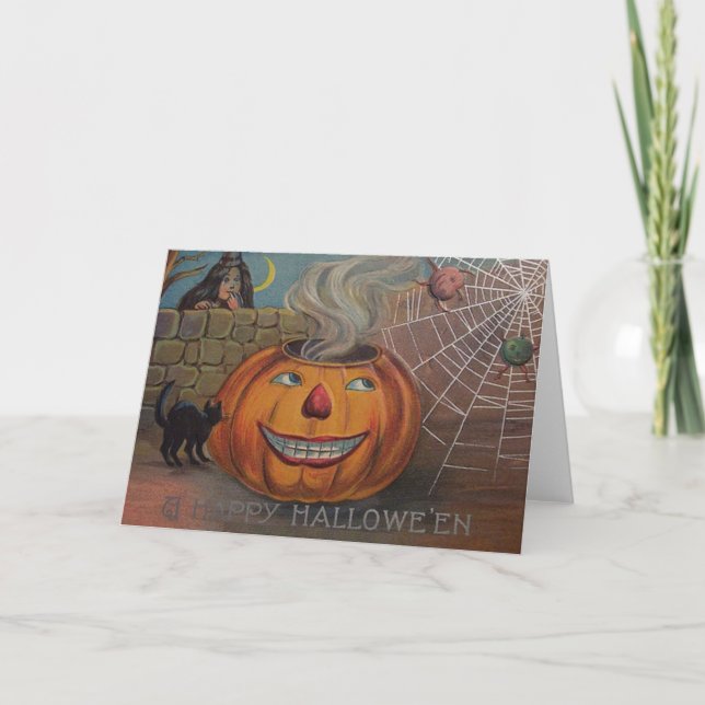 Vintage Halloween-Grußkarte Karte (Vorderseite)