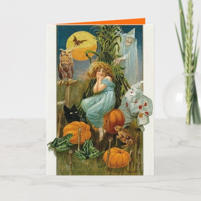 Vintage Halloween-Grußkarte Karte (Vorderseite)