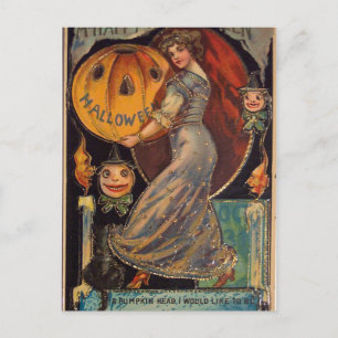 Vintage-Halloween-Grußkarte, Kürbislaterne Postkarte