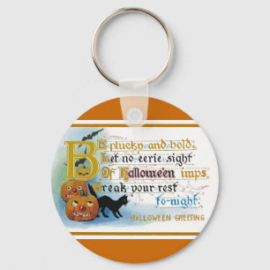 Vintage Halloween-Grußkarte Schlüsselanhänger