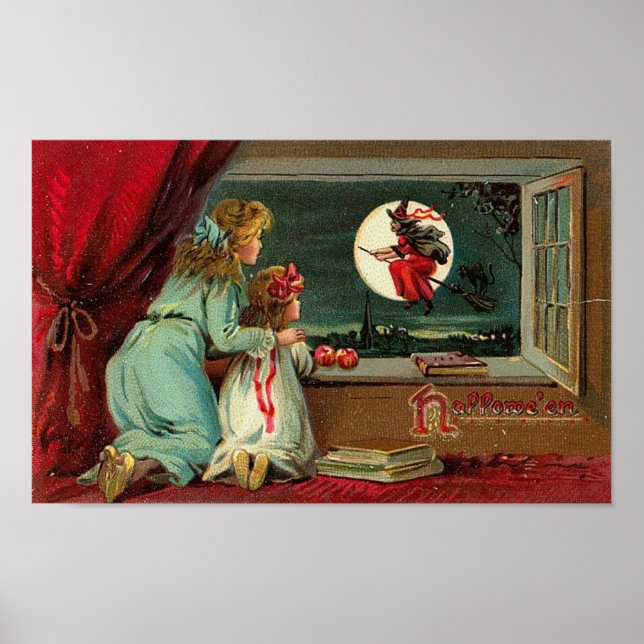 Vintage Halloween Grußkarten Klassische Poster (Vorne)