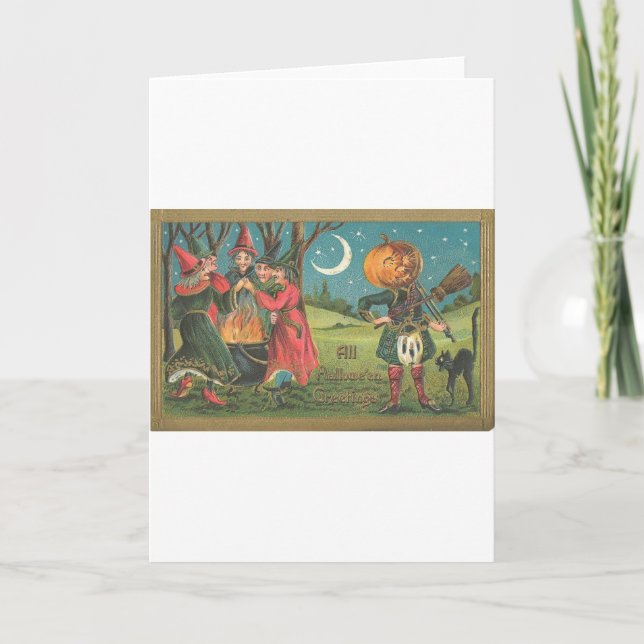 Vintage Halloween Grußkarten Klassische Poster Karte (Vorderseite)