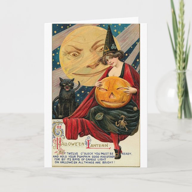 Vintage Halloween Grußkarten Klassische Poster Karte (Vorderseite)