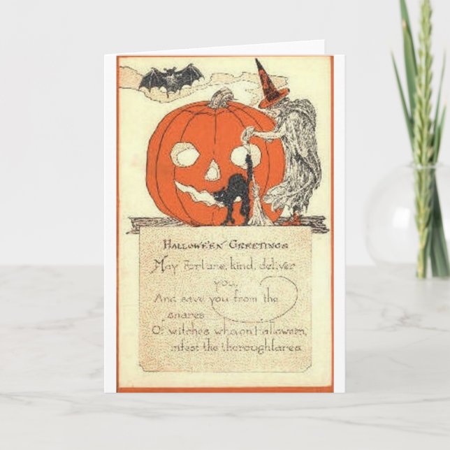 Vintage Halloween Grußkarten Klassische Poster Karte (Vorderseite)