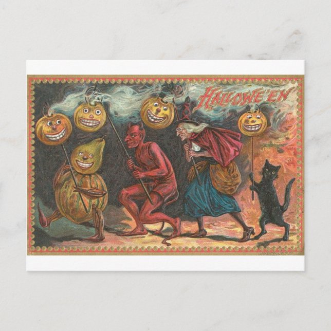 Vintage Halloween Grußkarten Klassische Poster Postkarte (Vorderseite)