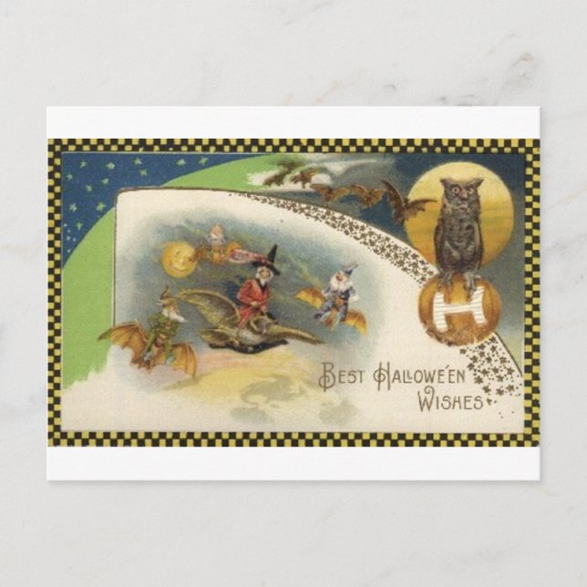 Vintage Halloween Grußkarten Klassische Poster Postkarte (Vorderseite)