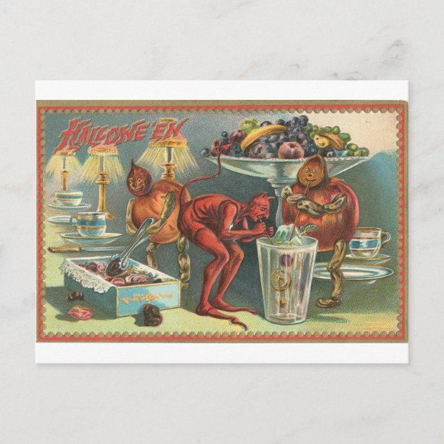 Vintage Halloween Grußkarten Klassische Poster Postkarte (Vorderseite)