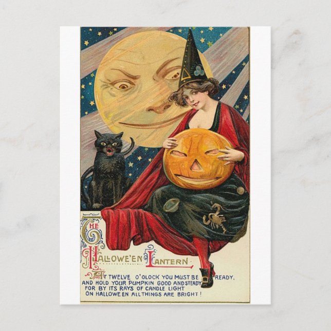 Vintage Halloween Grußkarten Klassische Poster Postkarte (Vorderseite)
