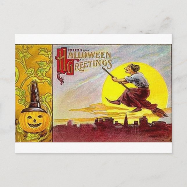 Vintage Halloween Grußkarten Klassische Poster Postkarte (Vorderseite)