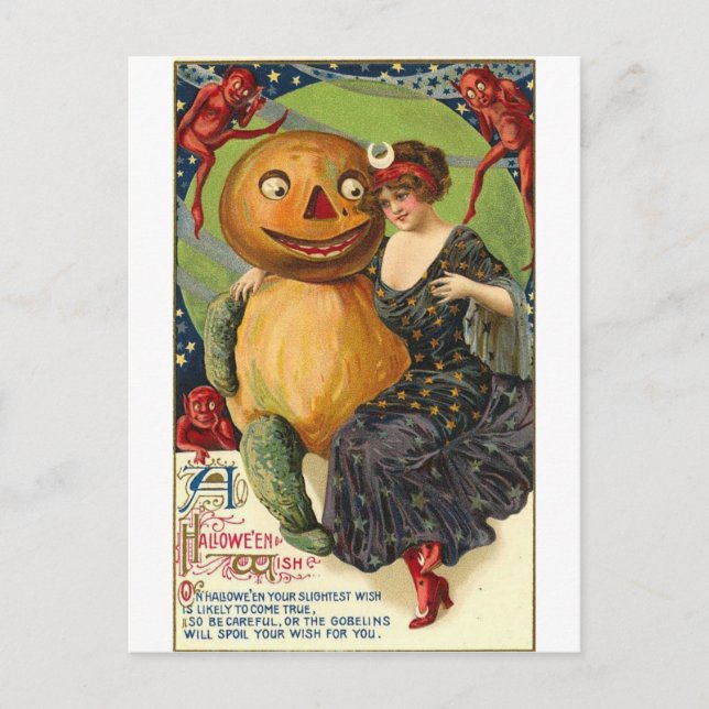 Vintage Halloween Grußkarten Klassische Poster Postkarte (Vorderseite)