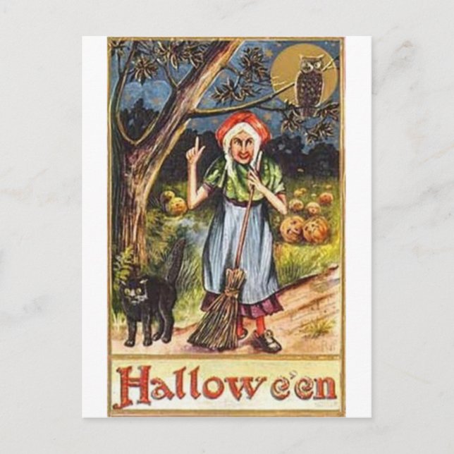 Vintage Halloween Grußkarten Klassische Poster Postkarte (Vorderseite)