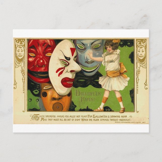 Vintage Halloween Grußkarten Klassische Poster Postkarte (Vorderseite)
