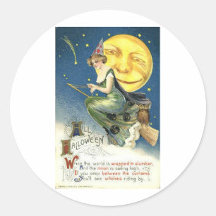 Vintage Halloween Grußkarten Klassische Poster Runder Aufkleber