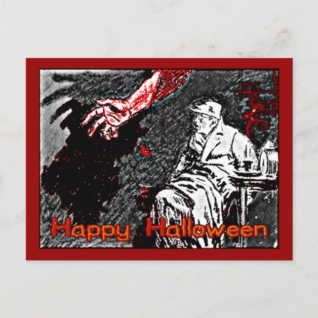 Vintage Halloween Hand in der dunklen Postkarte (Vorderseite)