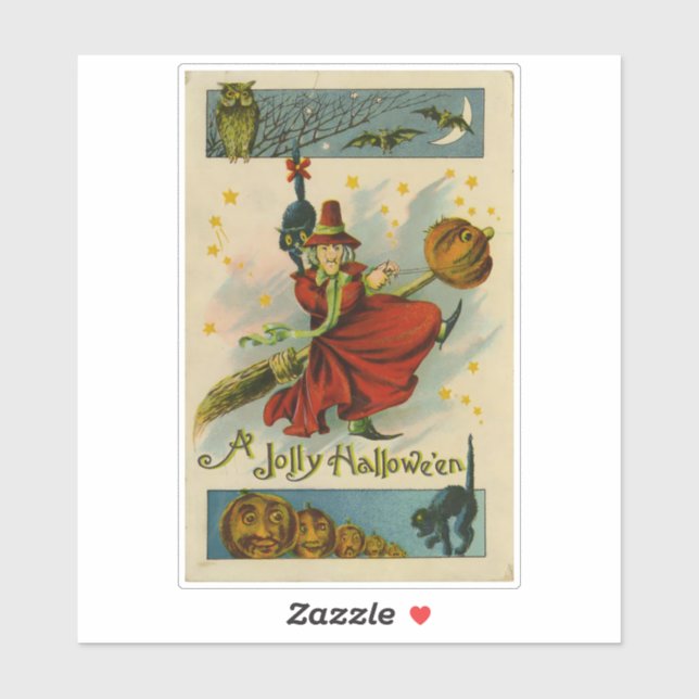 Vintage Halloween-Hexe Aufkleber (Blatt)