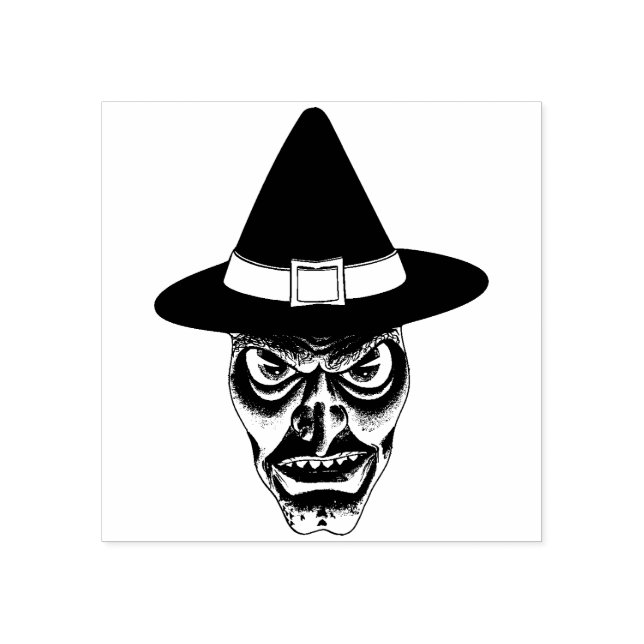 Vintage Halloween-Hexe Gummistempel (Prägung)