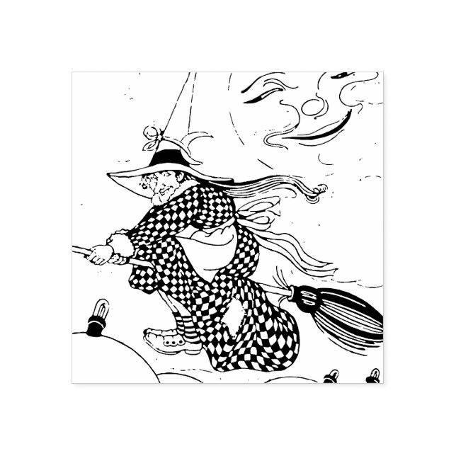 Vintage Halloween-Hexe Gummistempel (Prägung)