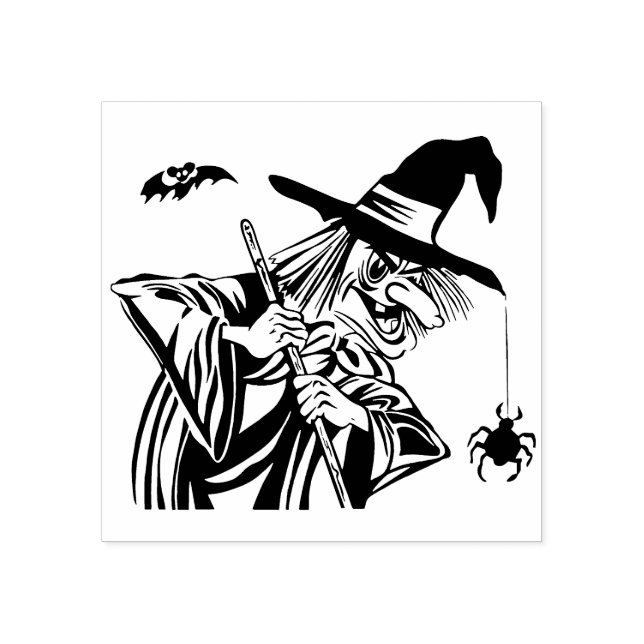 Vintage Halloween-Hexe Gummistempel (Prägung)