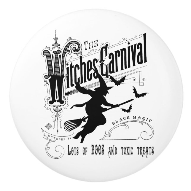 Vintage Halloween-Hexe Keramikknauf (Vorderseite)