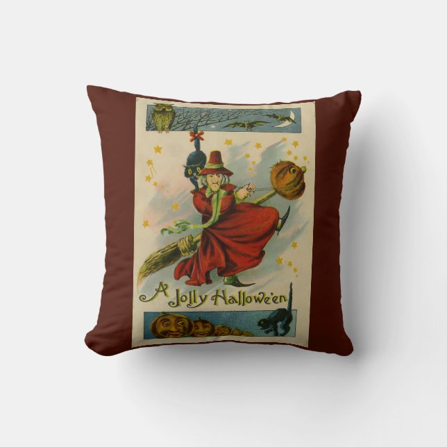 Vintage Halloween-Hexe Kissen (Vorderseite)