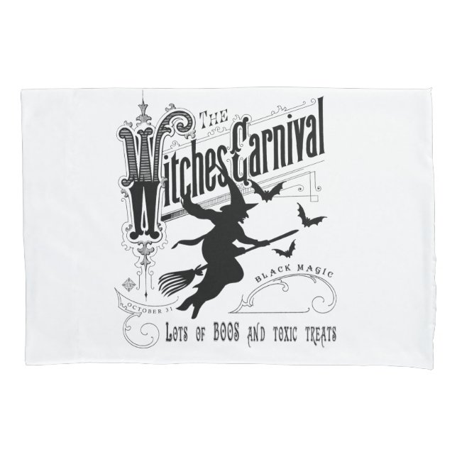 Vintage Halloween-Hexe Kissenbezug (Vorderseite)