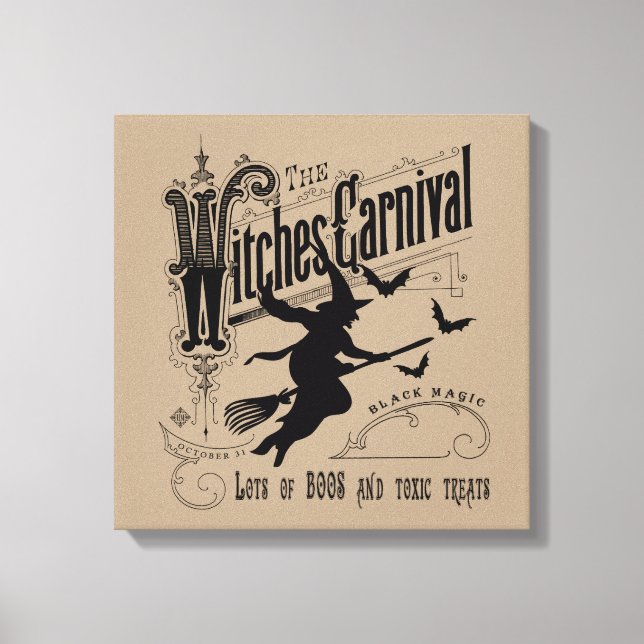 Vintage Halloween-Hexe Leinwanddruck (Vorderseite)