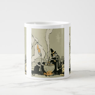 Vintage Halloween, Hexe mit Kessel und Katzen Jumbo-Tasse
