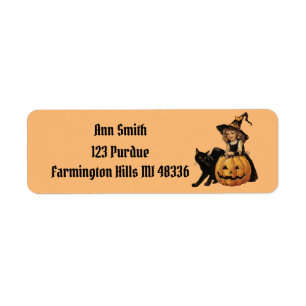 Vintage Halloween-Hexe mit Kürbis