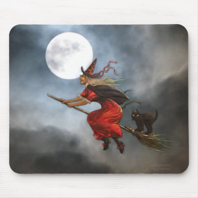 Vintage Halloween-Hexe Mousepad (Vorne)