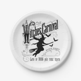 Vintage Halloween-Hexe Pappteller
