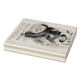 Vintage Halloween-Hexe und Schwarze Katze Gummistempel