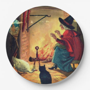 Vintage Halloween Hexe von Warm Hearth  Pappteller