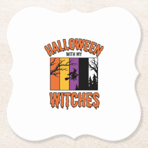 Vintage-Halloween-Hexen-Hexenbesen-T-Shirt-Desi Untersetzer