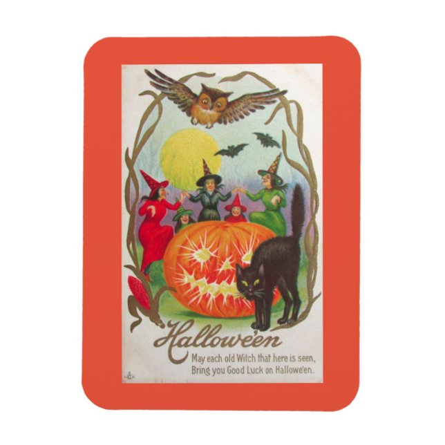 Vintage Halloween-Hexen Magnet (Vertikal)