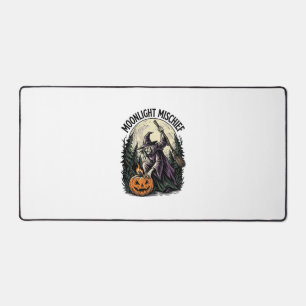 Vintage-Halloween-Hexen-Mondlicht-Streich-Grafik Schreibtischunterlage