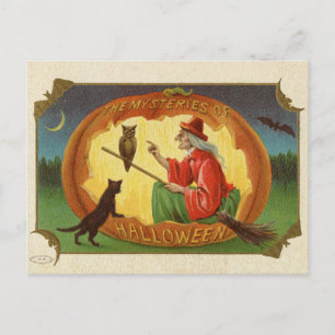 Vintage-Halloween-Hexen-Postkarte Postkarte
