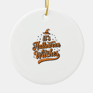 Vintage-Halloween-Hexen-Typografie-Shirt-Design_ Keramik Ornament