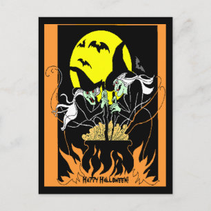 Vintage-Halloween-Hexenkessel Postkarte