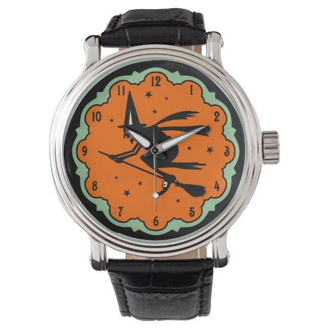 Vintage Halloween-Hexenwache Armbanduhr (Vorderseite)