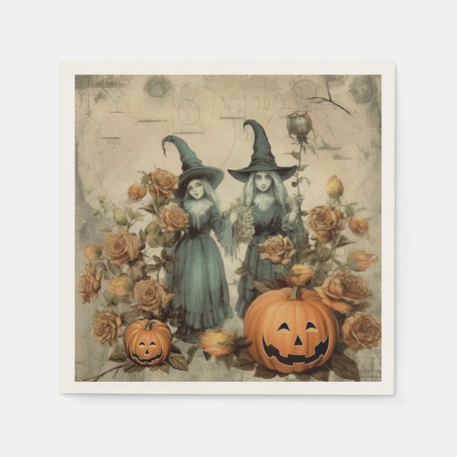 Vintage Halloween-Hexerei (6) Serviette (Vorderseite)