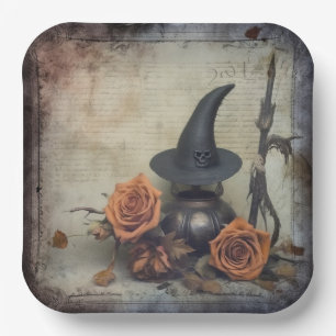 Vintage Halloween-Hexerei (8) Pappteller