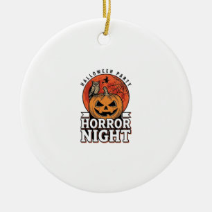 Vintage-Halloween-Horror-Night-Kürbis-Shirt-Design Keramik Ornament