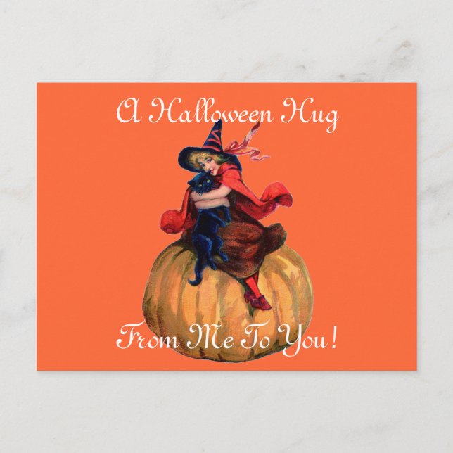 Vintage Halloween Hug Postkarte (Vorderseite)